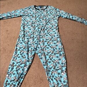 Disney Blue and White Olaf Adult One Piece Footie Pajamas